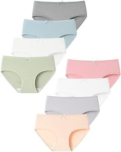 Domee Braguitas Algodón Ropa Interior Color Sólido Niña Pack de 8 Pequeño y Fresco 15-17 años (Fabricante Talla XL)
