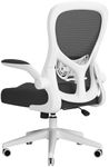 Hbada Office Chair Ergonomic Desk Chair, Office Desk Chairs with PU Silent Wheels, Breathable Mesh Computer Chair with Adjustable Lumbar Support, Flip-up Armrests, Tilt Function, White