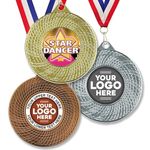 Trophy Monster Pack of 10x Metal 50mm Star Dancer Vortex Medals & Ribbons Standard emblem or your logo FREE | Personalised | Bulk Pack Quantity Deals 50,100,250 or 500 | Gold, silver or bronze