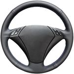 MEWANT Black Artificial Leather Car Steering Wheel Cover for BMW 5 Series E60 E61 2004 2005 2006 2007 2008 2009 2010