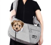 pecute Pet Sling Carrier for Small Doggie Cat Hand Free Sling Carrying Bag-Dog Papoose Carrier with Adjustable Padded Shoulder Strap, Safety Belt, Multi Pockets - Great for Outdoor Travel Walk Subway