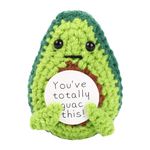 Funny Positive Avocado, Mini Cute Wool Knitting Doll with Positivity Card, Soft Novelty Good Luck Gifts Charm Encourage Women Kids Students Exams for Birthday Gifts Home Office Party Decorations