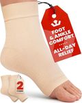 KEMFORD Ankle Compression Sleeve - Plantar Fasciitis Braces - Open Toe Compression Socks for Swelling, Sprain, Neuropathy, Foot Arch Support for Men and Women - 20-30mmhg, 2XL, Beige
