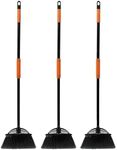 Xifando Four-Section Rod Long-62 Inches 3 Pack Handled Broom,Heavy-Duty Broom, Angle Broom for Outdoor/Indoor