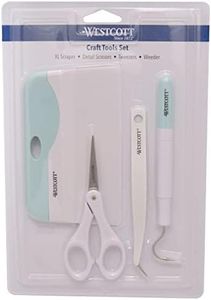 Westcott 00502 Die Cutting Crafting Tools Set with Crafting Tweezers, Detail Scissors, XL Scraper and Weeder Tool, 4 Piece