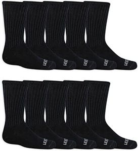 Fruit Of the Loom Boys' Dual Defense Crew Socks (10 Pack), Black, Medium