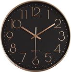 Wall Clock Silent Non Ticking 12 Inch Quartz Round Clock Battery Operated Home Office Living Room Bedroom