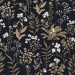 Abyssaly Vintage Black and Gold Wallpaper, Floral Peel and Stick Wallpaper for Cabinets, Self Adhesive Removable Renter Friendly Wallpaper for Shelf Liner 17.3 in x 236 in