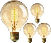 Woowtt Vintage Edison Light Bulbs, E27 Screw Edison Bulb Dimmable Globe Bulbs Retro Spiral Filament Lamp Warm Light 40.5W 220V 4Pack