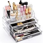 Acrylic Makeup Organizer, GreenLife Makeup Detachable 4 Drawers Storage Container Skincare Cosmetic case Jewelry Display Multipurpose Holder for Beauty Nail Polish Bathroom large capacity CLEAR