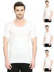 VIP® Bonus Classic Men Round Neck Premium Cotton Vest with Sleeves, 100% Pure Combed Cotton, Antibacterial and Odour Control Vest for Men’s- Pack of 4, M/85 cm (White)