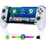 Ultimate Wireless Mobile Gaming Controller for iPhone/Android Phone, Phone Controller with Hall Effect Joystick, iPhone Controller with Dynamic RGB, Phone Game Controller for PS, Xbox with TypeC Cable