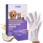 HICC PET Cleaning & Deodorizing Bath Wipes for Dogs and Cats, Hypoallergenic Nourish Fur Coconut Oil Dog Grooming Wipes, Puppy Bathing Gloves Wipes for Daily and Traveling