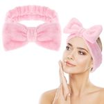 Spa Headband for Face Washing- Makeup Headbands Absorbent Bowknot Face Washing Headband, Soft Coral Fleece Facial Skincare Headband Elastic Hairband Washband for Shower Sports