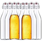 Encheng 32 oz Clear Glass Bottles with Air Tight Lids,Easy Cap Bottles for Beer and Home Brewing,Glass Kombucha Bottles with Stoppers,Swing Top Bottles for Beverages 8 Pack ââ‚¬¦