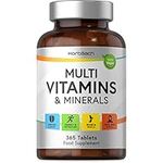 Multivitamin Tablets for Men and Women | 365 Count | with 24 Essential Nutrients Including Vitamin D, B12, Zinc and Iron | 100% Vegan Supplement | by Horbaach