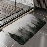 ORTIGIA Misty Forest Bathroom Rug Quick Dry Super Absorbent Bath Mat Doormat Diatomite Mud Floor Mat Non Slip Rubber Bath Floor Rugs Washable Shower Rug for in Front of Bathtub,Shower Room 16x24inch