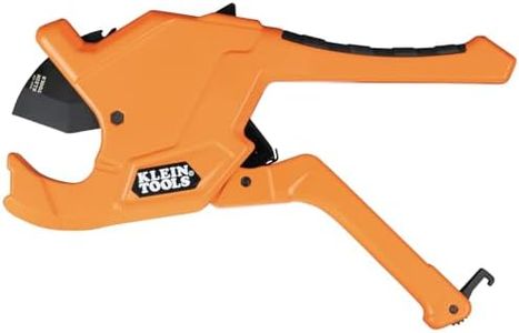 Klein Tools 50044 Ratcheting PVC Pipe Cutter Tool, 1-1/4 Inch I.D. Cutting Capacity for PVC, CPVC, and PEX Pipes, One-Handed Blade Retraction