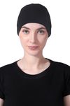 CONFIRTINO Women's Silky Soft Skin Friendly Bamboo Viscose Women Sleep Cap for Chemo Hair Loss Multi Uses (Black)