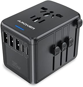 Adattatore da Viaggio, Amoner 35W Adattatore da Viaggio Universale con 8 Porte Caricabatterie USB Adatto per più di 180 paesi