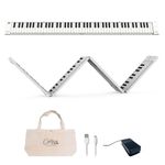 Carry-on 88 Key White Portable Folding Digital Piano by Blackstar USB MIDI Controller with Rechargeable Battery