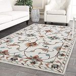 HI-Homes Carpet for Living Room Rugs for Bedroom 4x4 Square feet Floor mat White Persian Color