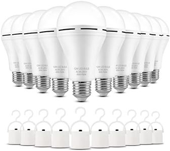 MOSLIAN Rechargeable Light Bulbs 10 Pack Emergency Light Bulbs for Power Outage Hurricane Camping Battery Powered Light Bulb 12W E26 1500mAh Battery Light Bulb,Stay Lights Up When Power Failure