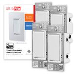 UltraPro Z-Wave Smart Light Switch, in-Wall Rocker Paddles, Built-in Repeater Range Extender, ZWave Hub Required, Alexa and Google Assistant Compatible, 3 Way Switch, White, 4 Pack, 54891