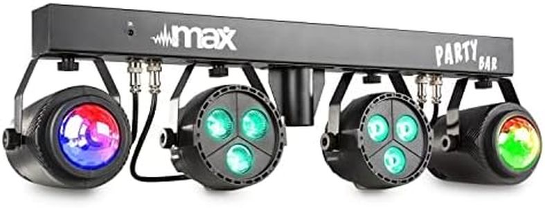 MAX PARTYBAR1 | Luces discoteca con tripode, Foco LED RGB, 2 Focos Led par y 2 jellymoon, Modo automático, rítmico o DMX, Mando a distancia. Luces DJ profesional, Luces fiesta, Kit luces discoteca