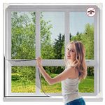 Magnetic Fly Screen Window, Adjustable Fly Net for Windows Max 100x 120 cm(47''x 39''), Easy Installation Mosquito Net, Window Mesh Insect Screen Keep Bugs Flys Mosquitoes Pollen Out (Grey)