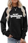 ATETYRP In My Godmother Era Sweatshirt, Godmom Sweater Women Casual Crewneck Pullover Tops Funny Mama Shirt Gifts for Godmama, Black, X-Large