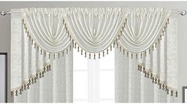 PREMIUS Angelina Rose Decorative Jacquard Swag Pair, White, 12x37 Inches