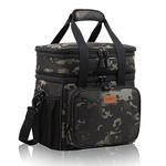 Expandable XLarge Lunch Box, Insulated Heavy Duty Lunch Bag Waterproof Leakproof Durable Cooler Bag for Men Women Adults Work Construction Camping Trip, 25L, Black-Camo, GLENKEY