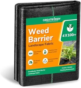 GreatBuddy 4x100ft Weed Barrier Landscape Fabric Heavy-Duty, 3.2oz High-Density Woven Landscape Fabric for Garden, Lawn, Pathway Weed Control, Easy Setup