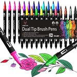 Colouring Pens, 24 Colours Felt Tip Pens Set Dual Brush Pens Art Markers for Kids Adults Colouring, Fineliner and Brush Tips for Drawing Sketching Painting Lettering Calligraphy Bullet Journal