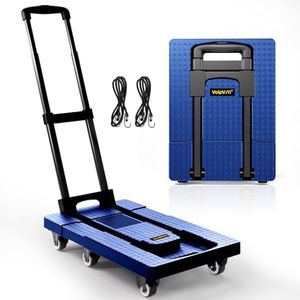 Voipvvii Folding Hand Truck 500lbs, Portable Heavy Duty Dolly Cart, 6 Wheels Collapsible Luggage Cart with 2 Elastic Ropes - Compact Trolley Cart for Easy Moving - Ideal Hand Cart for Travel and More