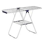 SONGMICS Clothes Drying Rack, Laundry Rack, Free-Standing Indoor Airer, 21.7 x 58.3 x 39.4 Inches Silver and Blue ULLR52BU