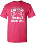 This is What an Awesome Grandma Looks Like Funny Adult T-Shirt Tee (Small, Heliconia)