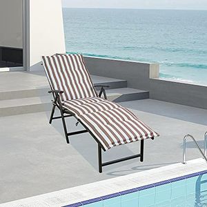 Kozyard Cozy Aluminum Beach Yard Pool Folding Reclining Chaise Lounge Chair (Beige with Lime Cushion)