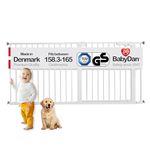 BabyDan Premier, Extra Wide Pressure Fit Stair Gate, 158.3-165 cm, Baby Gate/Safety Gate, Metal, White, Made in Denmark - (Pet Gate/Dog gate)