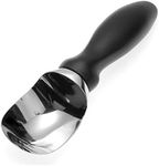 Spring Chef 18/8 Stainless Steel Ice Cream Scoop - Heavy Duty Metal Ice Cream Spoon with Soft Grip Handle, Dishwasher Safe Kitchen Tool, Ice Cream Scooper for Gelato, Sorbet, Cookie Dough - Black