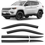 CLIM ART Incredibly Durable Rain Guards for Jeep Compass 2017-2024, Original Tape-on Window Deflectors, Vent Deflector, Window Visors, Car Accessories, 6pcs. - 417264