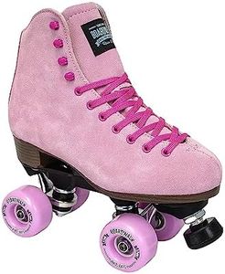 Sure-Grip Boardwalk Unisex Outdoor Roller Skates Material of Leather, Rubber, Suede & Aluminum Trucks | Comfortable, Extra Long Laces - Suitable for Beginners (Teaberry, Mens 9 / Womens 10)