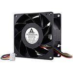 GDSTIME 80mm Fan 80 x 38mm 12V Fan 8038 8CM PWM Fan 4 Pin Dual Ball Bearing Brushless Cooling Fan 5500 RPM High Speed Case Fan For Workstation PSU GPU Server Inverter Chassis Cabinet