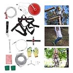 Zip Line Kit for Kids and Adults Heavy Duty W/Safety Harness Length 48M Adults Tree House Zip 160FT 5mm Wire up to 330lbs Outdoor Adventure Package