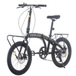TRIOBLADE 20 Inch Folding Bike for Adult 7-Speed Shimano Drivetrain Folding Bicycle Lightweight Aluminium Frame Disc Brake Foldable Bikes for Women Men (Black&Grey with Rack)
