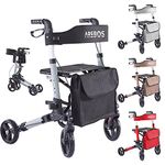 Arebos Lightweight rollator | Aluminum | 6-Way Height Adjustable | Comfortable seat | Cane Holder | Removable Shopping Bag | Foldable | Ready for immediate use | Black