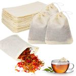 Pinenuts 30Pcs Muslin Bags Cotton Muslin Drawstring Bags Reusable Tea Bags Mesh Bag for Spices, Crafts, Soap or Soup Herbs 8cm*10cm