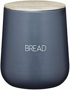 KitchenCraft Serenity Portapane in Ferro con Coperchio Ermetico in Legno di Mango, 21,5 cm x 24,5 cm - Grigio / Marrone