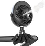 COMLIFE Misting Baby Stroller Fan, 270° & 360° Pivoting Portable Fan, Battery Operated USB Fan, Handheld Misting Fan, with Flexible Tripod Clip on Car Seat Crib Bike Treadmill Bunk Bed (Black)